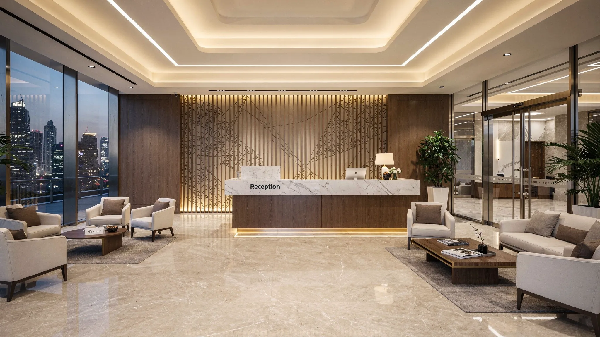 commercial interior designing project - a reception area